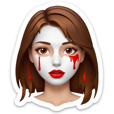 Brown Hair, Woman, white paint drip, face, hot, Sexy, lips sticker