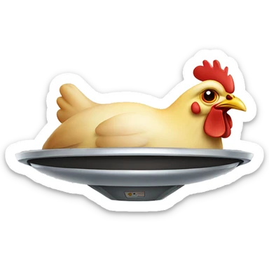 chicken in a flying saucer sticker