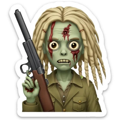 Zombie with dreads and gun sticker