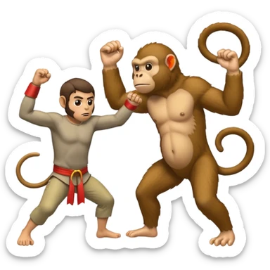 Man fighting a monkey in hand to hand combat  sticker