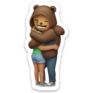Bear hug girl sticker