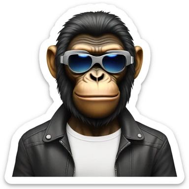 Ape with futuristic sunglasses sticker
