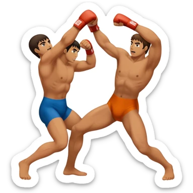 2 people wrestling mid throw  sticker