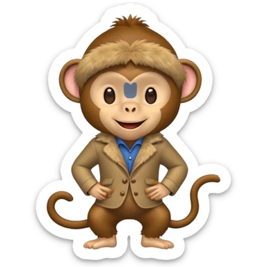 monkey with clothes sticker
