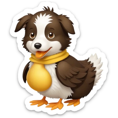Border collie with a duckling costume sticker