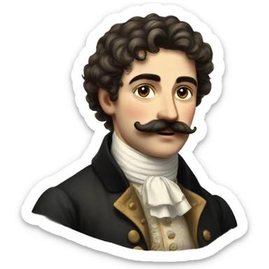 guy 20 years old italian with moustache 19th century  sticker