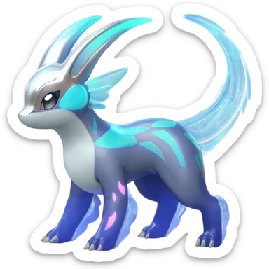 An exotic neon colorful unique bizarre eccentric Fakémon-Vaporeon-Espeon-creature (full body) sticker