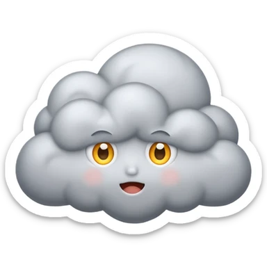 cute Thunderstorm Cloud, eyes, gray sticker