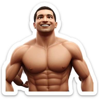 smiling muscular man with mustache sticker