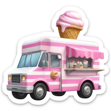 pink and white striped ice cream truck sticker