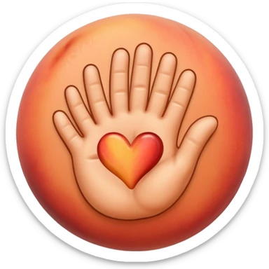 peach emoji with hand print  sticker