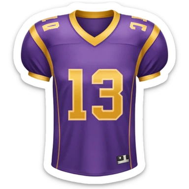 football jersey split purple and gold design with number 13 on the front sticker