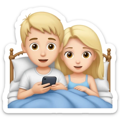 a boy calling a girl to bed sticker