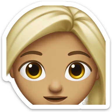 Chica con pelo castaño claro largo, tes blanca y ojos verdes  sticker