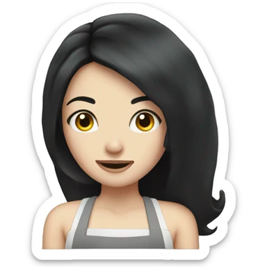 Pale girl with black hair cooking  sticker