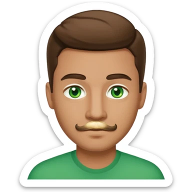 Handsome man with medium skin tone and green eyes with short mustache  sticker