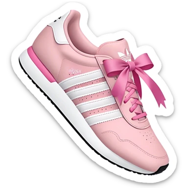 pink adidas sneakers with girly ribbon sticker