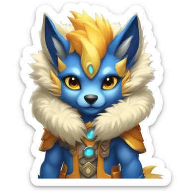Anthro-Edgy-Cool-Blue-Yellow-Beige-Orange-Contrast-Colors-Fantasy-Fur-Sona-Chibi-Shiny-Fakémon-Hybrid full body sticker