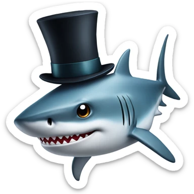 Shark with a top hat sticker
