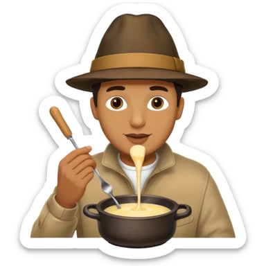 man eating fondue sticker