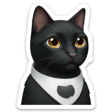 Black cat with a white patch on its chest sticker
