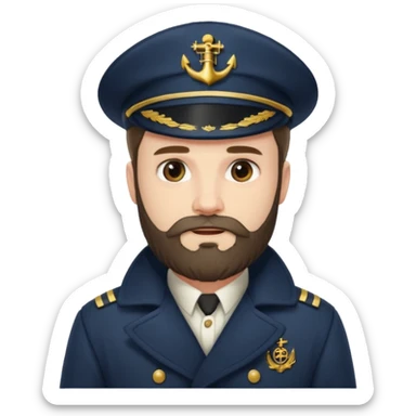 bearded fish ship captain sticker