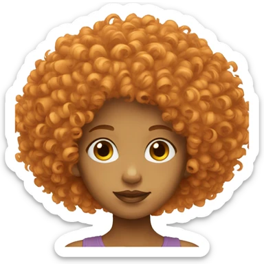 Orange afro, light skin, girl sticker