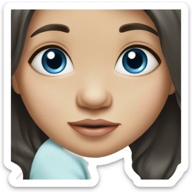 newborn baby girl daughter with dark straight hair and blue eyes sticker