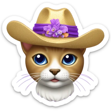 Gato con un sombrero lila  sticker
