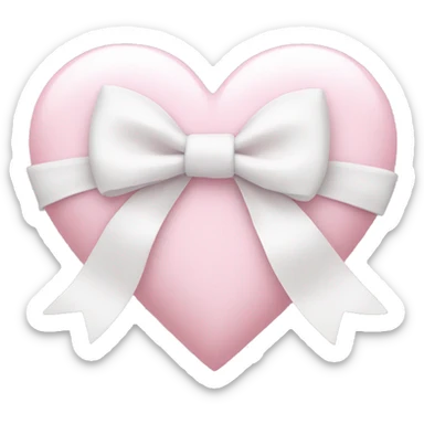 Pastel pink heart with white bow sticker