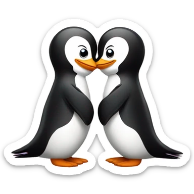 Two pinguins kissing  sticker