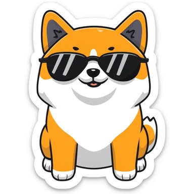 close-up of a Shiba Inu face wearing sunglasses sticker