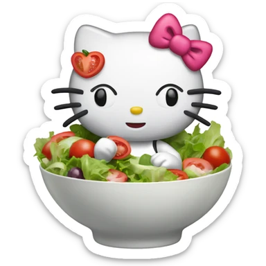 Hello kitty eating a bowl of salad sticker