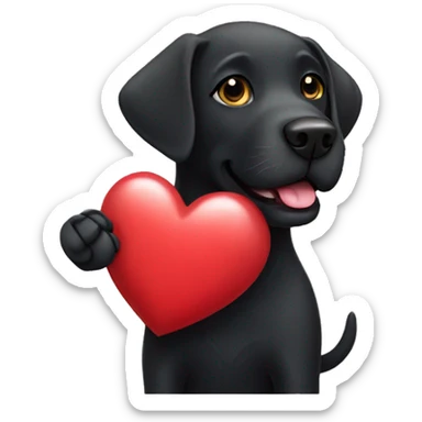 black labrador holding a heart in his paw sticker