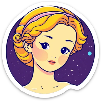 closeup head portrait of universe goddess Sophia with pretty perfect feminine attractive face, cosmic beauty with detailed delicate facial features, head only isolated, no body sticker