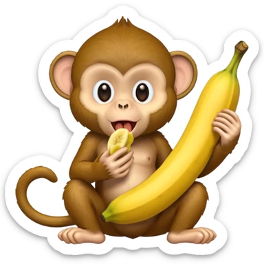 Monkey eating a banana  sticker