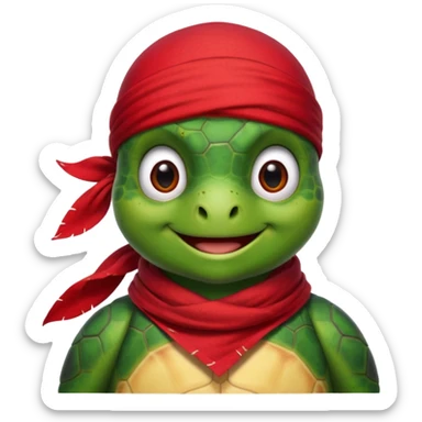 sea turtle wearing a red pirate scarf, portrait sticker