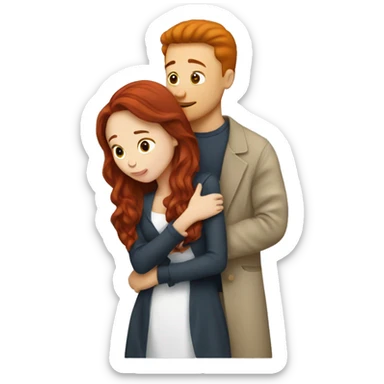 Brunette woman kissing redhead man sticker