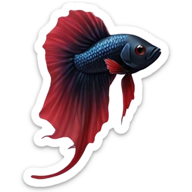Fully Black betta fish short fins tiny red lines  sticker