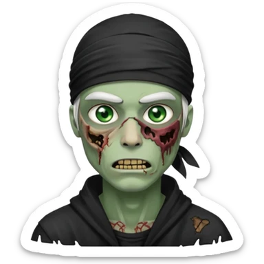 Withe durag, men zombie and green eye color, with dark zombie clothes sticker