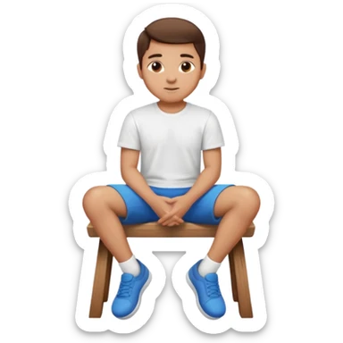 a person sitting on a stool with straight back turn in straight body putting their hands on legs. sticker