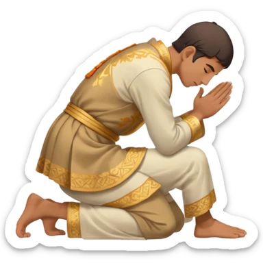 side view of a man kneeling and bowing deeply, gesture of apology sticker