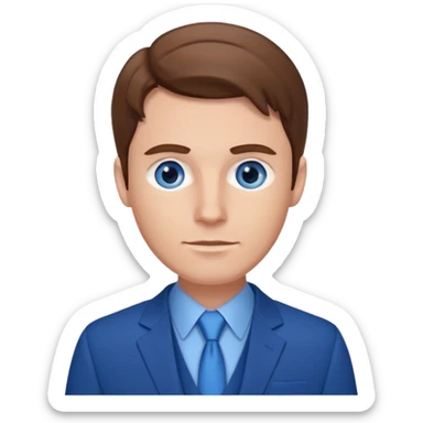 Blue suit white guy with brown hair and blue eyes sticker