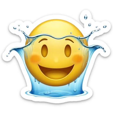 smiley face with water being poured down its throat sticker