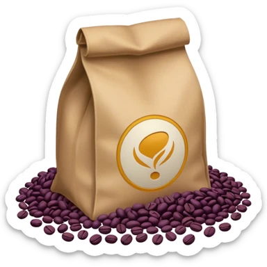 Bag of purple coffee beans lying on the floor sticker