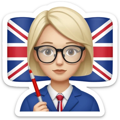 someone who is writing with an UK flag in the background sticker