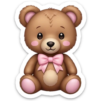 Teddy bear with light pink bow  sticker