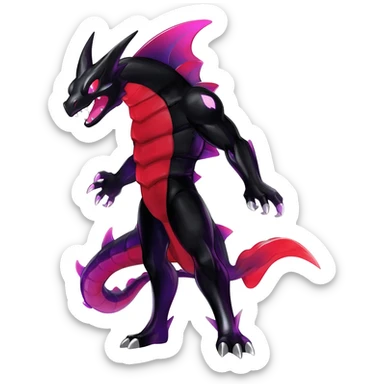 Obsidian-Black and red/purple-gradients lanky elegant evil badass handsome cool beautiful Shiny-Charizard-Salazzle-Seviper-Salandit-fusion sticker