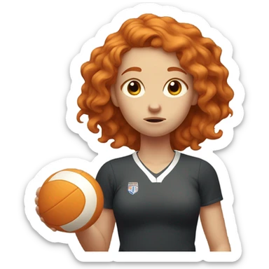 sad ginger girl playing volleyball sticker