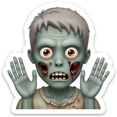 suprised zombie, hands on cheeks sticker